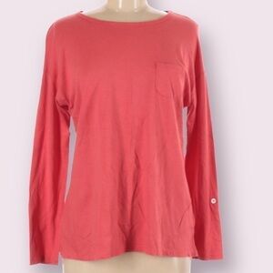 𝅺TALBOTS Womens Cotton Blend Crewneck 3/4 Sleeve Tunic Top Size Medium